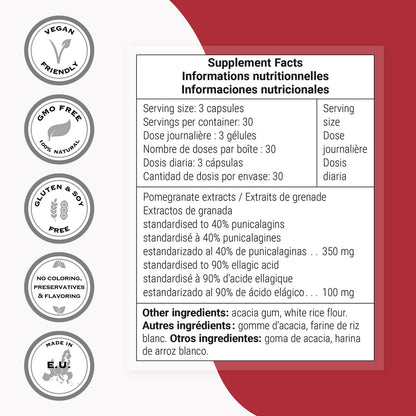 Supersmart Double Pomegranate (High Strength) – 90% Ellagic Acid & 40% Punicalagins – Non-GMO & Gluten Free – 90 Vegetarian Capsules