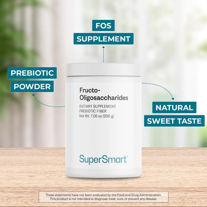 Supersmart Fructo Oligosaccharides Powder (FOS) - Prebiotic Inulin - 200 g - Non-GMO & Gluten Free