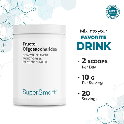 Supersmart Fructo Oligosaccharides Powder (FOS) - Prebiotic Inulin - 200 g - Non-GMO & Gluten Free
