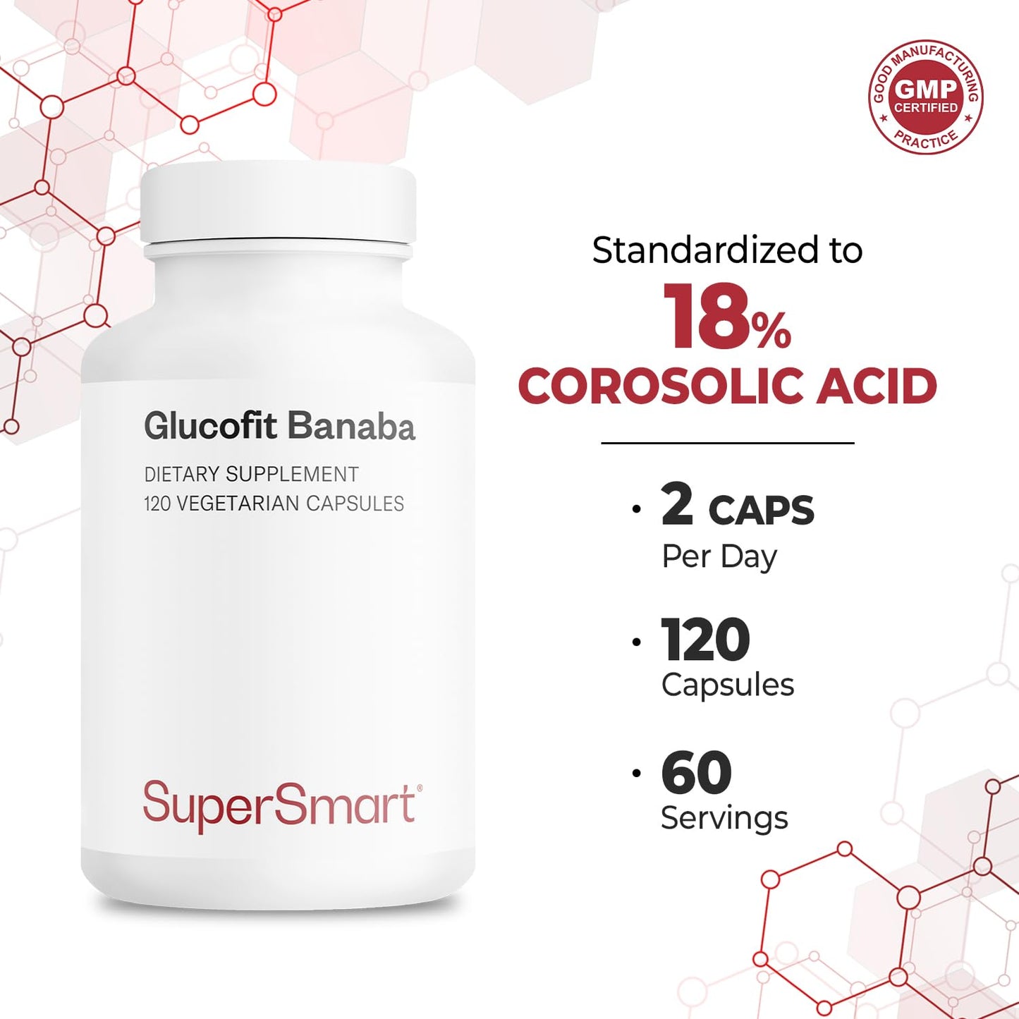 Glucofit 5.3 mg Daily Banaba Leaf (Corosolic Acid) – Supersmart, 100 Softgels