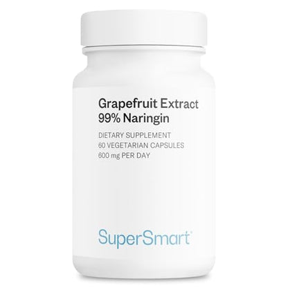 Supersmart Grapefruit Extract 600mg (99% Naringin) – High Potency GSE, Non-GMO & Gluten Free | 60 Vegetarian Capsules