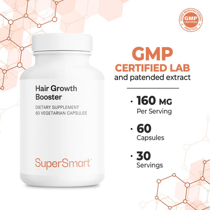 Supersmart Hair Growth Booster 160mg/day | Lustriva Biotin 40x Soluble | 60 Veggie Capsules