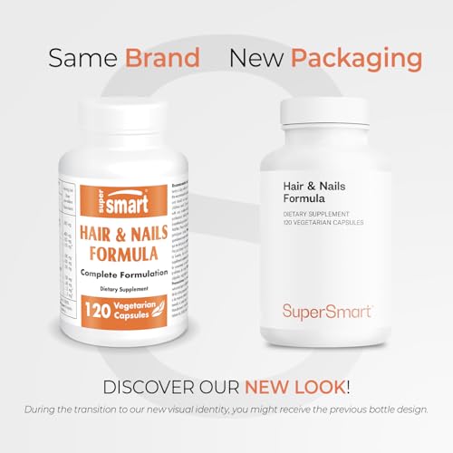SuperSmart Hair & Nails Formula – Patented Solubilized Keratin (Cynatine HNS) with Biotin, Bamboo & MSM | Non-GMO & Gluten Free – 120 Vegetarian Capsules