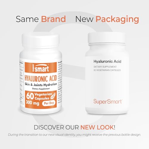 Supersmart Hyaluronic Acid 300mg/day | High MW 1.2M Da | Non-GMO & Gluten Free | 60 Vegetarian Capsules