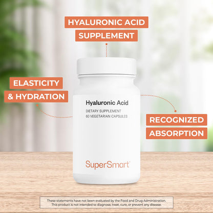Supersmart Hyaluronic Acid 300mg/day | High MW 1.2M Da | Non-GMO & Gluten Free | 60 Vegetarian Capsules