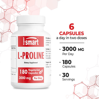 Supersmart L-Proline 3000mg/day – High Strength, Non-GMO Gluten Free