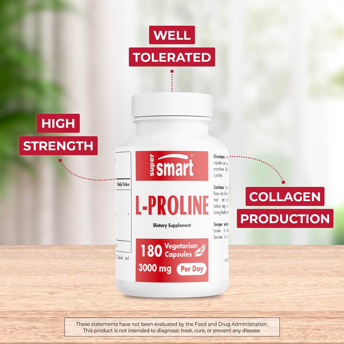 Supersmart L-Proline 3000mg/day – High Strength, Non-GMO Gluten Free
