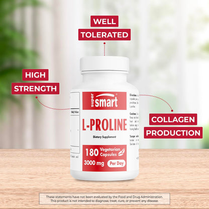 Supersmart L-Proline 3000mg/day – High Strength, Non-GMO Gluten Free