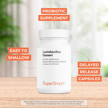 Supersmart Lactobacillus Gasseri 12B CFU Daily Probiotic – Non-GMO & Gluten Free | 60 DR Capsules