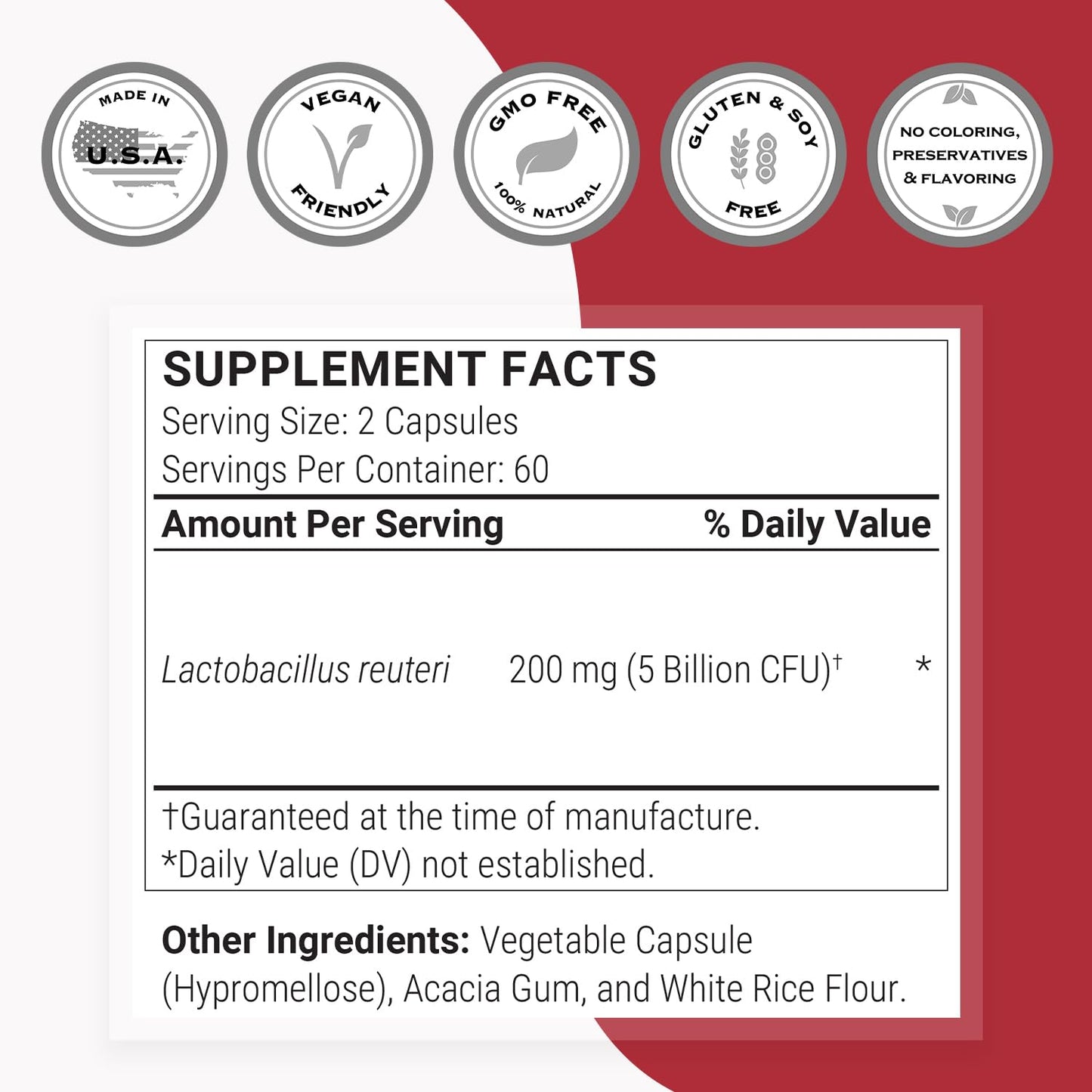 Supersmart Lactobacillus Reuteri 5 Billion CFU Daily | Probiotic Supplement | Non-GMO & Gluten Free | 120 DR Capsules