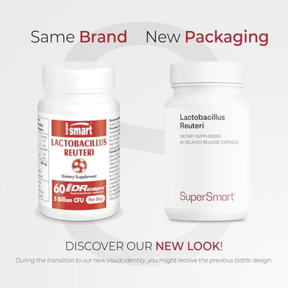 Supersmart Lactobacillus Reuteri 5 Billion CFU Daily Probiotic | Non-GMO & Gluten Free | 60 Capsules