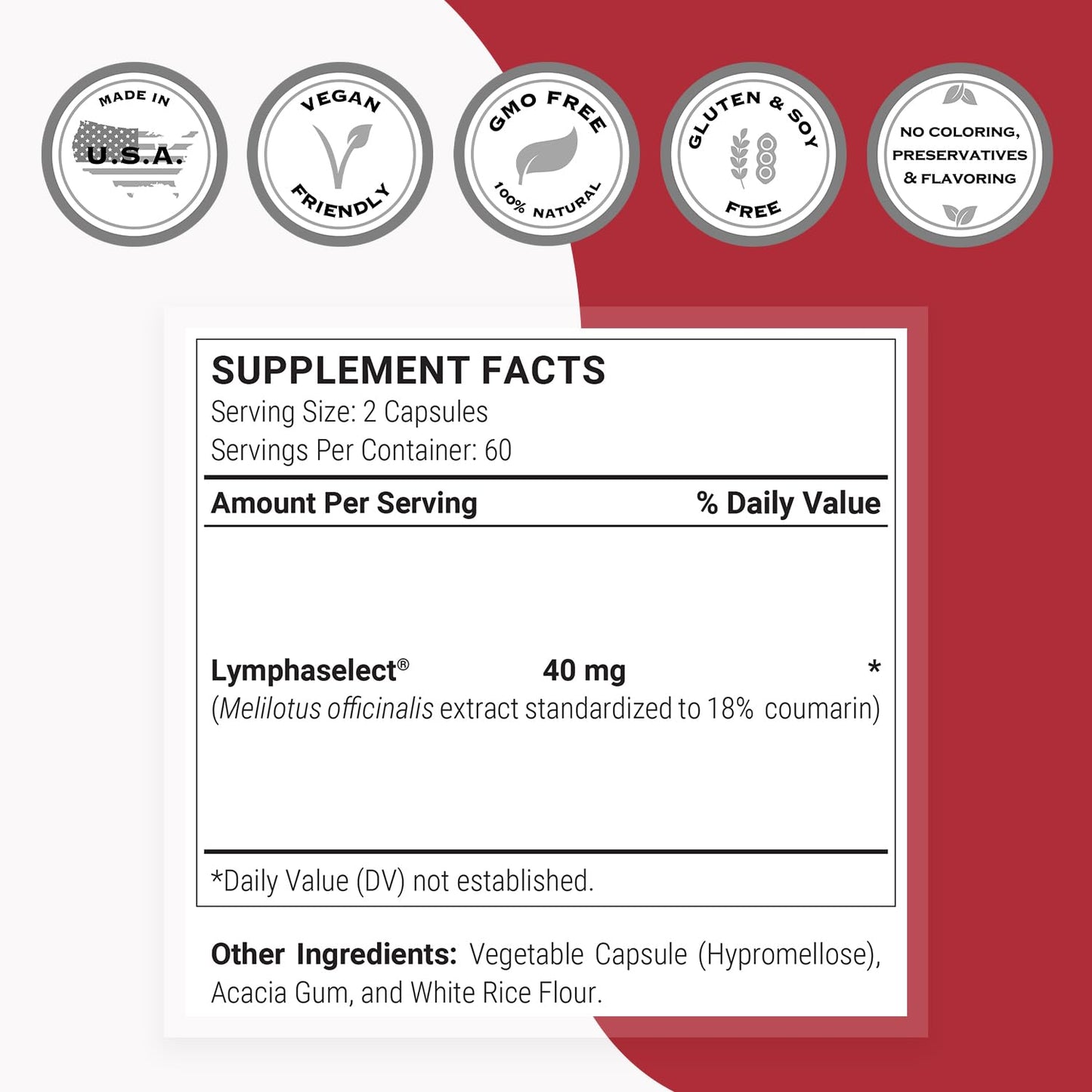Supersmart Lymphatonic 40mg/Day – Lymphatic Drainage Supplement | Melilotus officinalis | 120 Veg Capsules