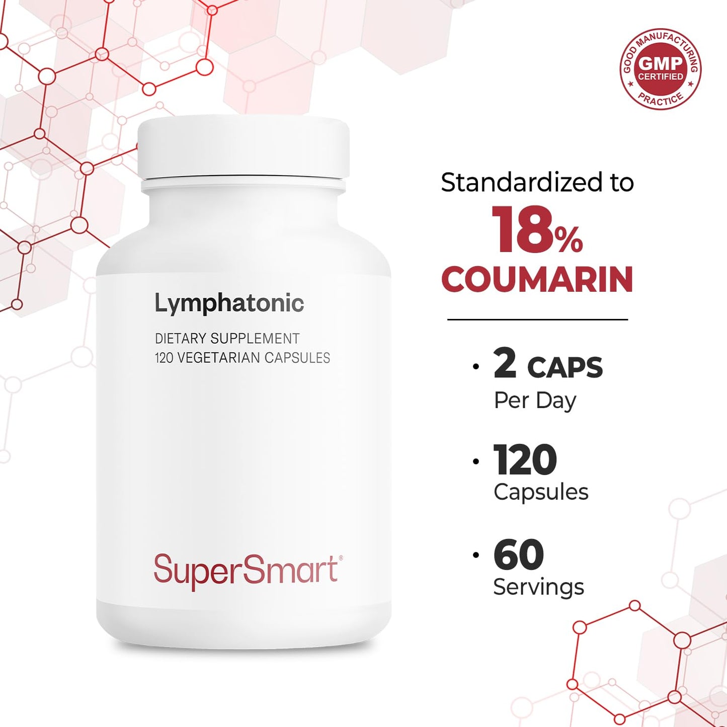 Supersmart Lymphatonic 40mg/Day – Lymphatic Drainage Supplement | Melilotus officinalis | 120 Veg Capsules