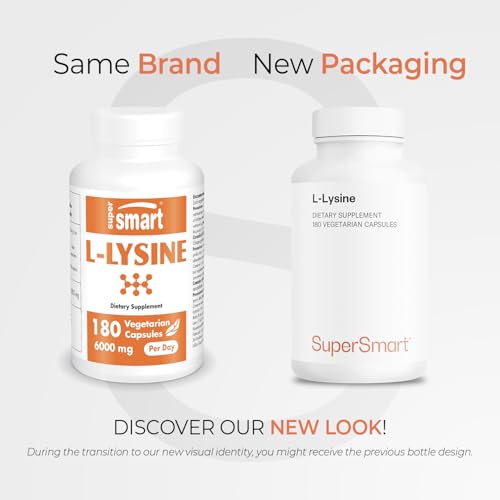 Supersmart L-Lysine 6000mg – High Strength Essential Amino Acid | Non-GMO, Gluten Free, 180 Vegetarian Capsules