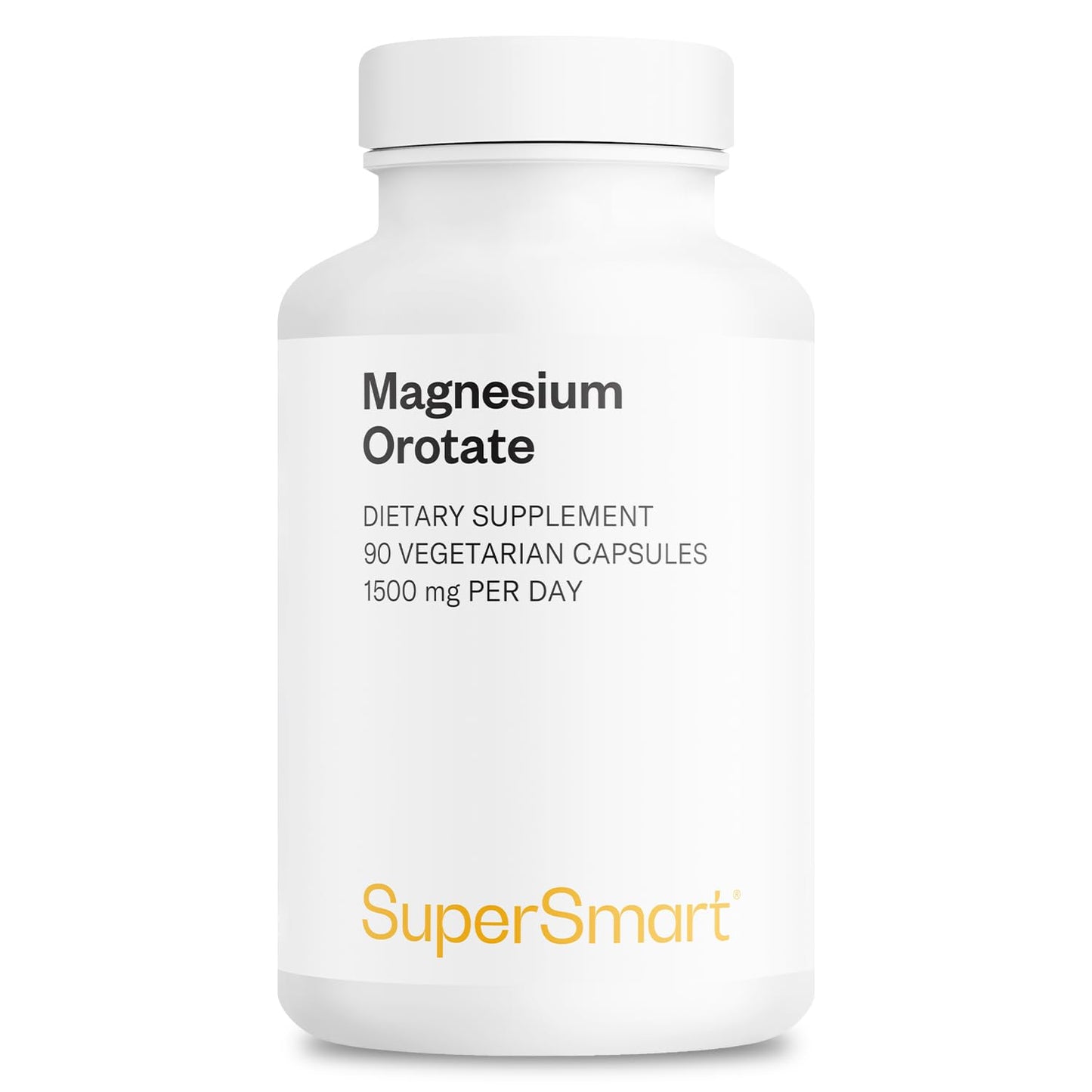 SuperSmart Magnesium Orotate 1500mg per Day - High Absorption Magnesium Supplement | Non-GMO & Gluten Free - 90 Vegetarian Capsules