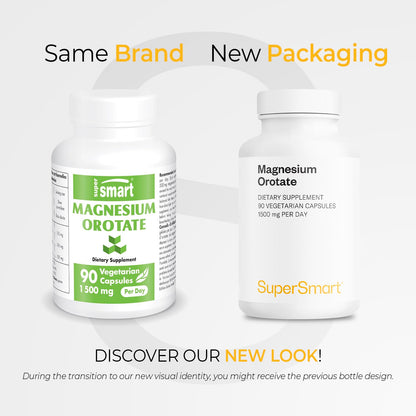 SuperSmart Magnesium Orotate 1500mg per Day - High Absorption Magnesium Supplement | Non-GMO & Gluten Free - 90 Vegetarian Capsules