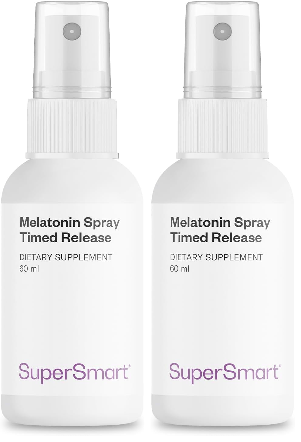 Supersmart Melatonin Spray 1mg/Day – Fast Action & Timed Release | Peppermint, Non-GMO, Gluten Free | 60 ml Pack of 2