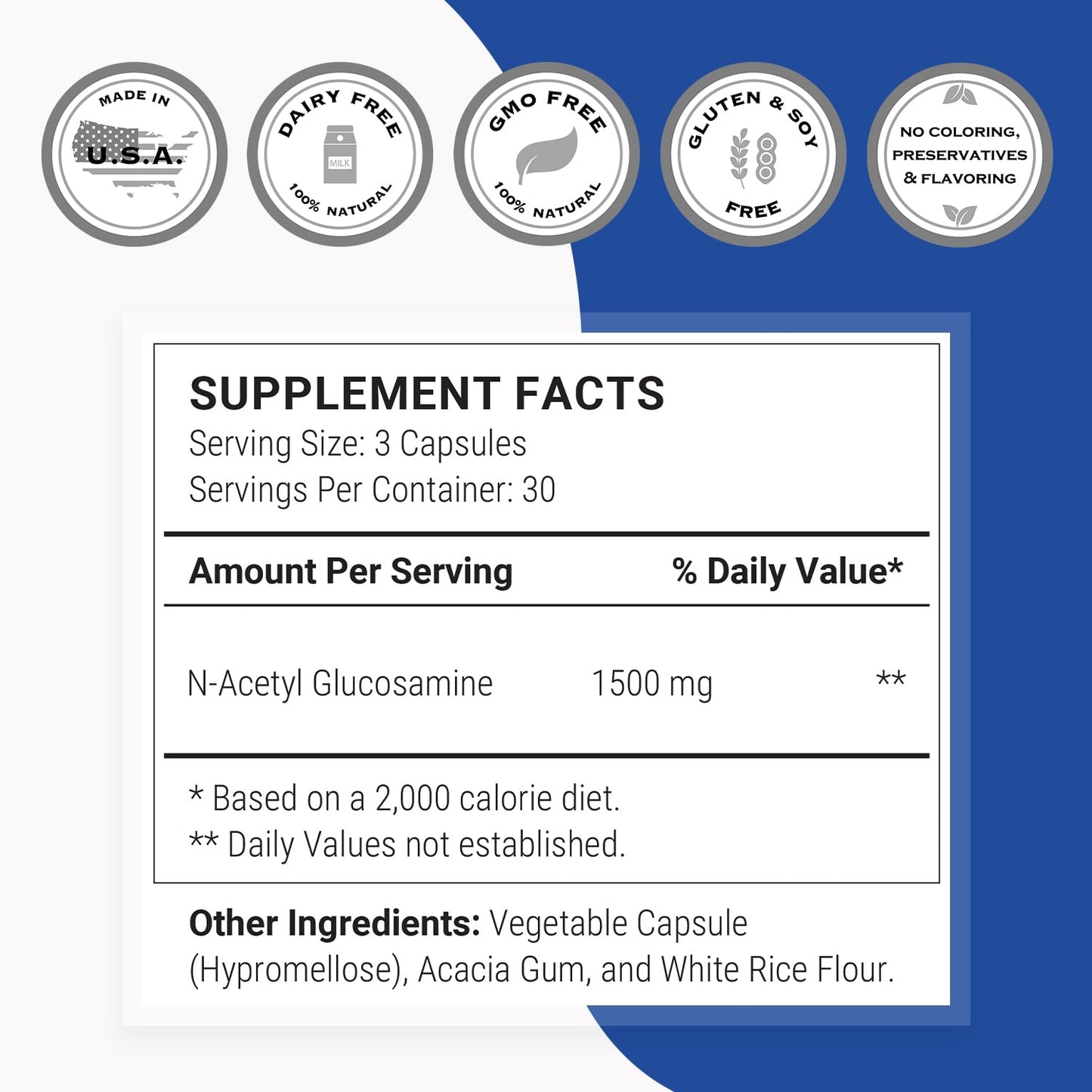 Supersmart NAG 1500mg – N-Acetyl Glucosamine, High Absorption | Non-GMO, Gluten Free, 90 Vegetarian Capsules