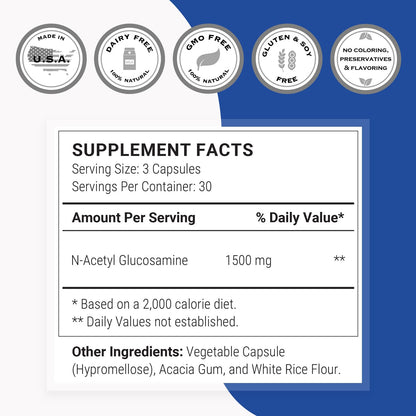 Supersmart NAG 1500mg – N-Acetyl Glucosamine, High Absorption | Non-GMO, Gluten Free, 90 Vegetarian Capsules