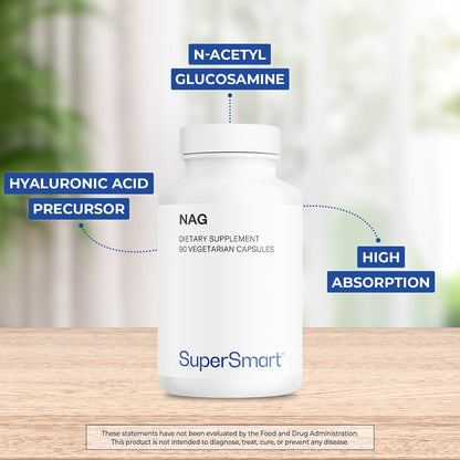 Supersmart NAG 1500mg – N-Acetyl Glucosamine, High Absorption | Non-GMO, Gluten Free, 90 Vegetarian Capsules