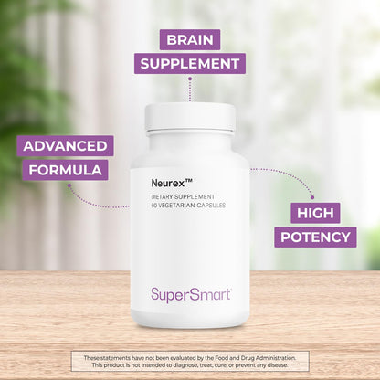 Supersmart Neurex Advanced Formula – High Potency Brain Support with Ginkgo, Bacopa, GPC & Huperzine A | Non-GMO & Gluten Free | 60 Veg Caps
