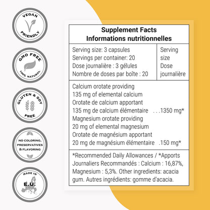 SuperSmart Calcium Orotate + Magnesium Orotate 9:1 – Highly Bioavailable Teeth & Bones | Non-GMO & Gluten Free