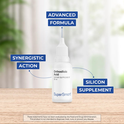 Orthosilicic Acid Supplement (Advanced Formula) – Silicon with MSM, Choline & Carnitine | Non-GMO, Gluten Free | 30 ml | Supersmart