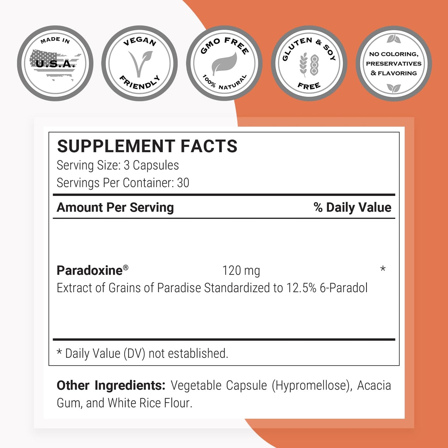 Supersmart Paradoxine 120mg/day – Grains of Paradise (Aframomum melegueta) 90 Vegetarian Capsules