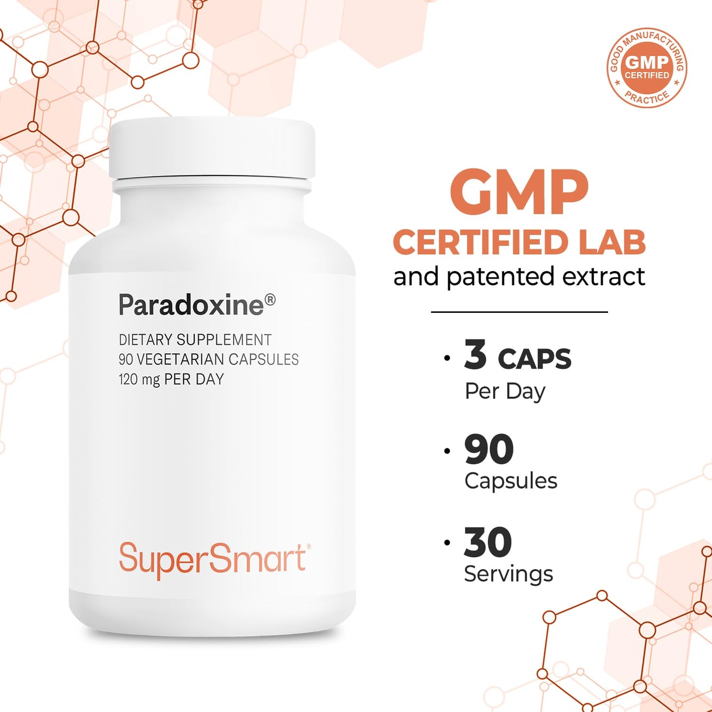 Supersmart Paradoxine 120mg/day – Grains of Paradise (Aframomum melegueta) 90 Vegetarian Capsules