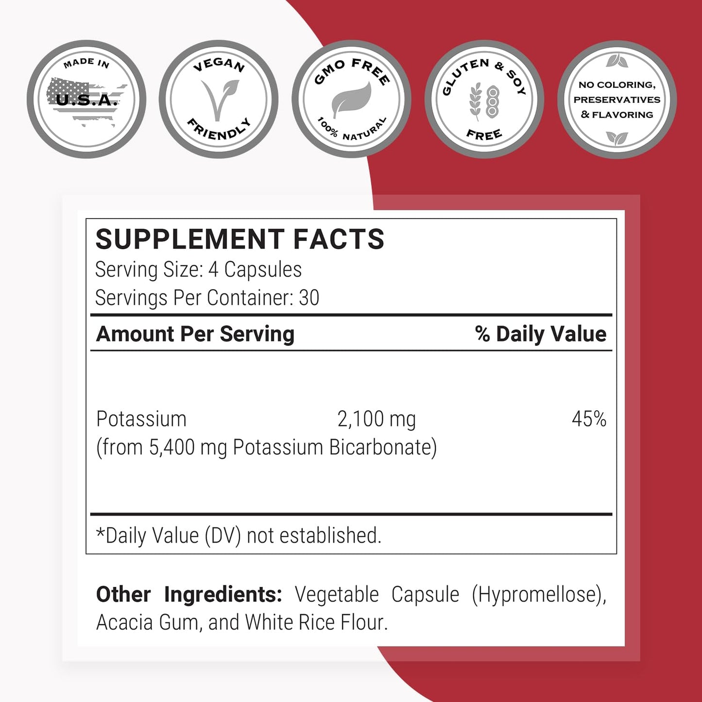 Supersmart - Potassium Bicarbonate 5400mg per Day (High Dose) - Electrolyte Mineral - Acid-Base Balance pH - Heart, Muscle & Nerve Health | Non-GMO & Gluten Free - 120 Vegetarian Capsules