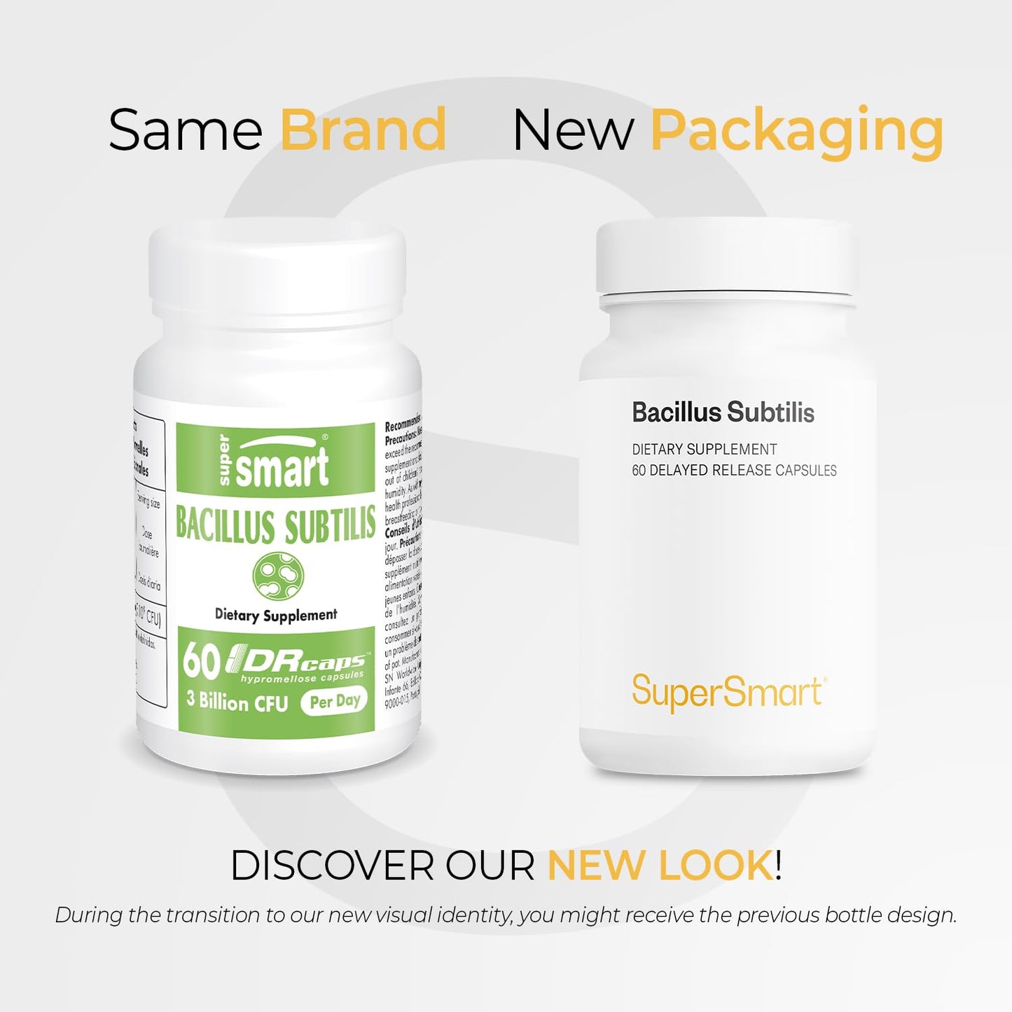 Supersmart Bacillus Subtilis Probiotic 3B CFU/Day – Non-GMO & Gluten Free | 60 Veg Capsules