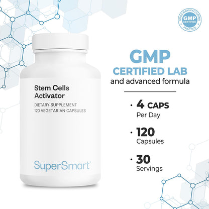 Supersmart Stem Cells Activator (Advanced Formula) – Astragaloside & Fucoidan | Non-GMO & Gluten Free | 120 Vegetarian Capsules
