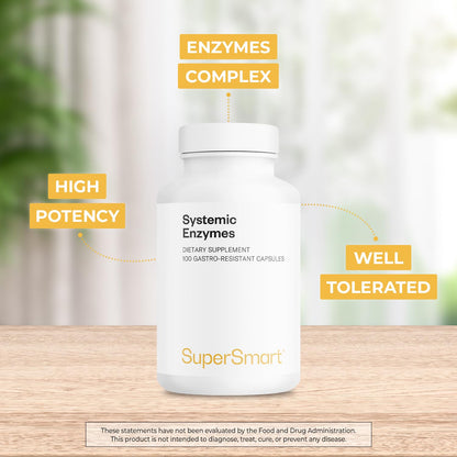 Supersmart Systemic Enzymes (High Potency) – Bromelain, Protease, Lipase, Trypsin, Chymotrypsin, Peptidase, Pancreatin | Non-GMO & Gluten Free - 100 DR Capsules