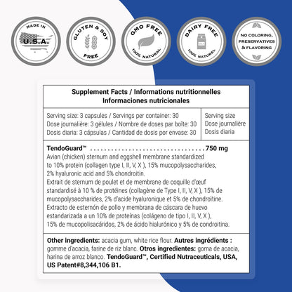 Supersmart Tendo-Fix 750 mg/day – Joint Mobility with Collagen | Non-GMO & Gluten Free – 90 Veg Capsules