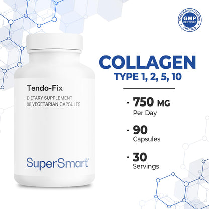 Supersmart Tendo-Fix 750 mg/day – Joint Mobility with Collagen | Non-GMO & Gluten Free – 90 Veg Capsules