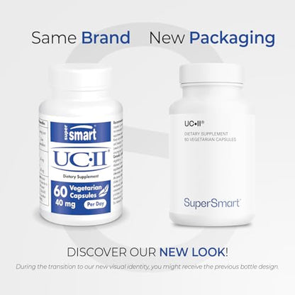 Supersmart UC-II Supplement – 40 mg/Day Undenatured Type II Collagen | Non-GMO, Gluten Free | 60 Vegetarian Capsules