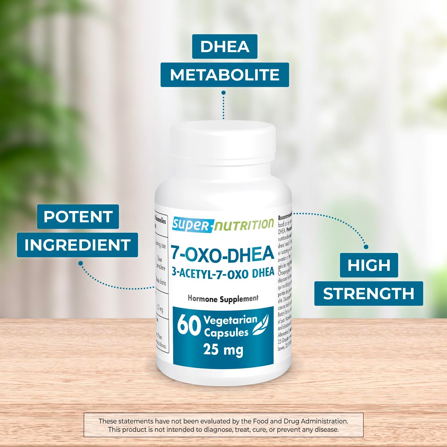 Supersmart 7-OXO DHEA 25mg - 60 Vegetarian Capsules | Non-GMO & Gluten Free