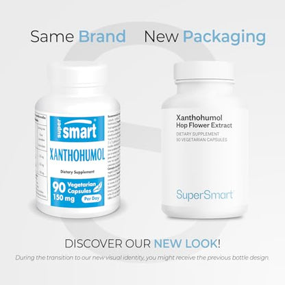Supersmart Xanthohumol 150mg/day | Hops Flower Extract | Non-GMO & Gluten Free | 90 Veg Capsules