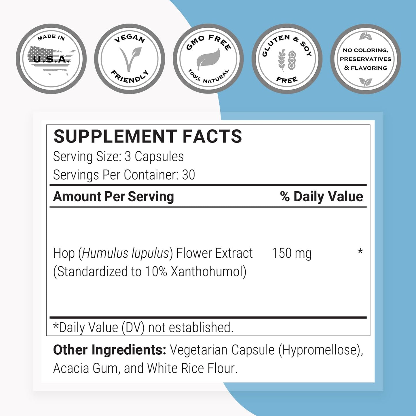 Supersmart Xanthohumol 150mg/day | Hops Flower Extract | Non-GMO & Gluten Free | 90 Veg Capsules