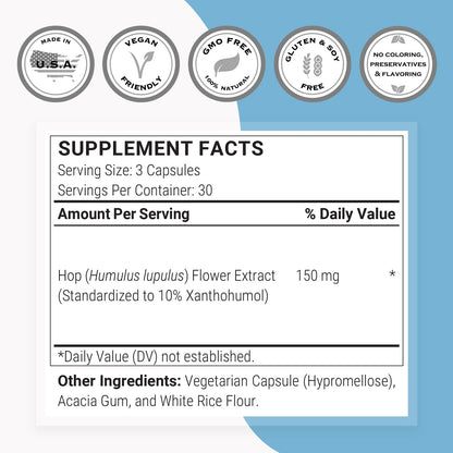 Supersmart Xanthohumol 150mg/day | Hops Flower Extract | Non-GMO & Gluten Free | 90 Veg Capsules