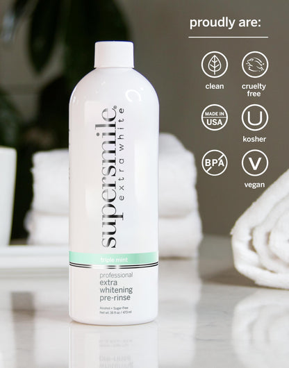 Supersmile Extra Whitening Pre-Rinse – Clinically Formulated Pre-Brush Mouthwash, 16 Fl. Oz (1-Bottle)