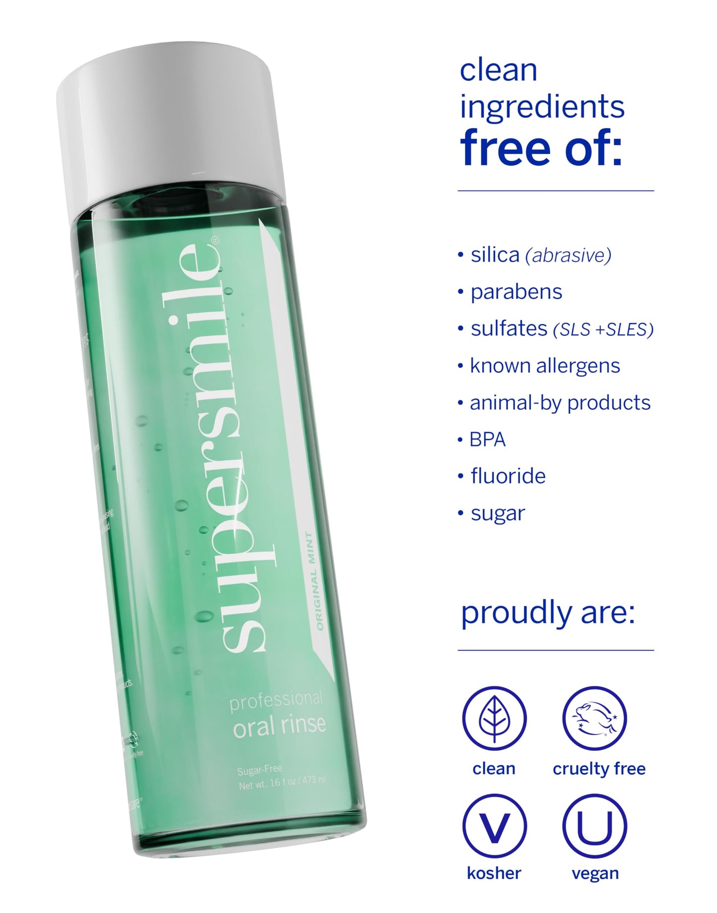 Supersmile Oral Rinse – Mint, Sugar Free, Alcohol-Free (16 oz) | Fresh Breath