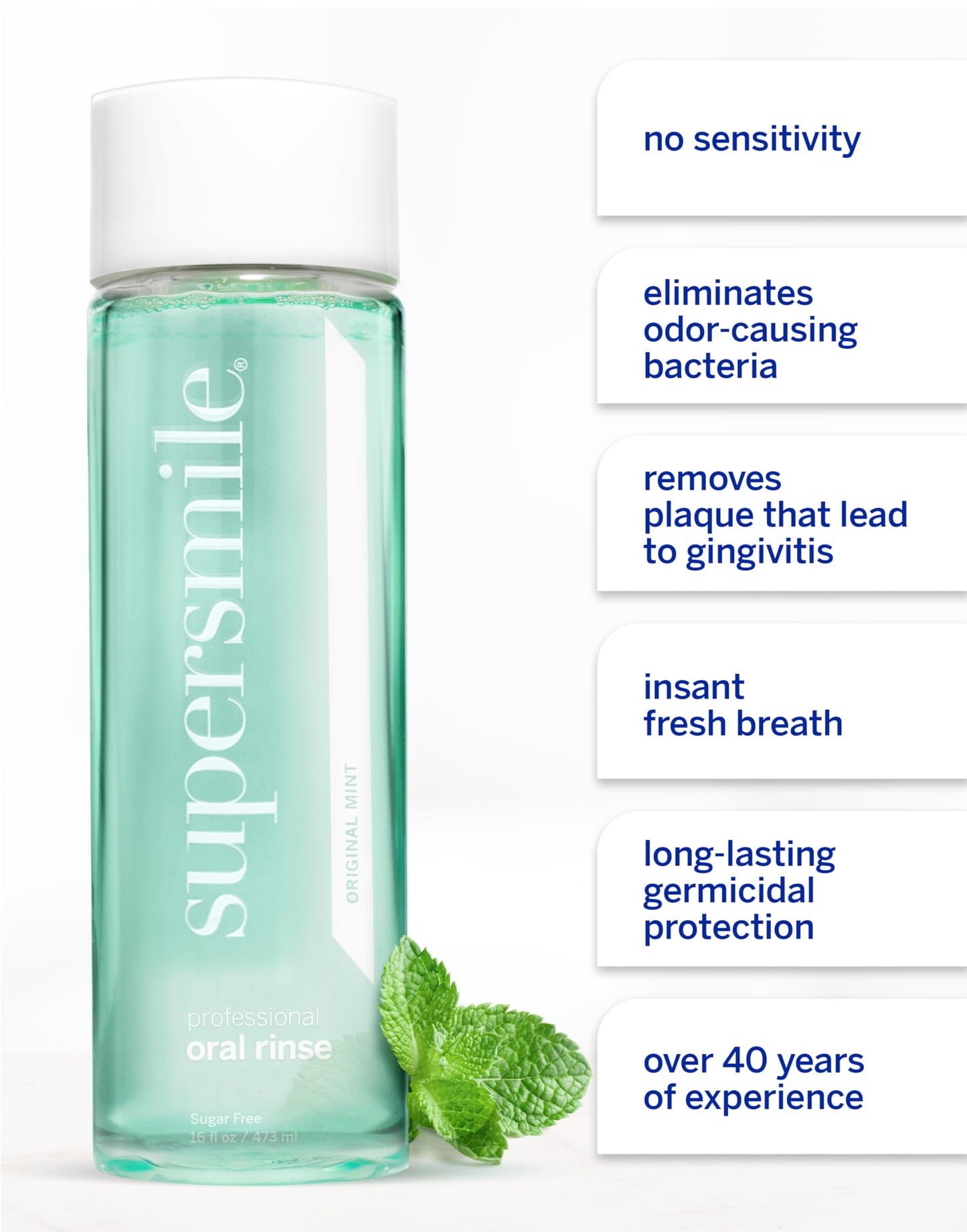 Supersmile Oral Rinse – Mint, Sugar Free, Alcohol-Free (16 oz) | Fresh Breath