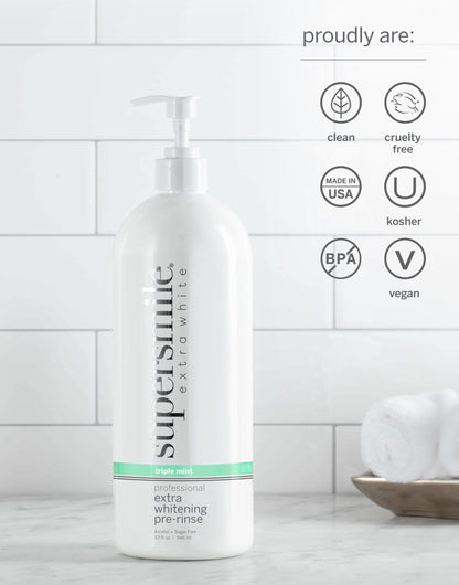 Supersmile Jumbo Whitening Pre-Rinse – Clinically Formulated Pre-Brush Mouthwash 32 oz