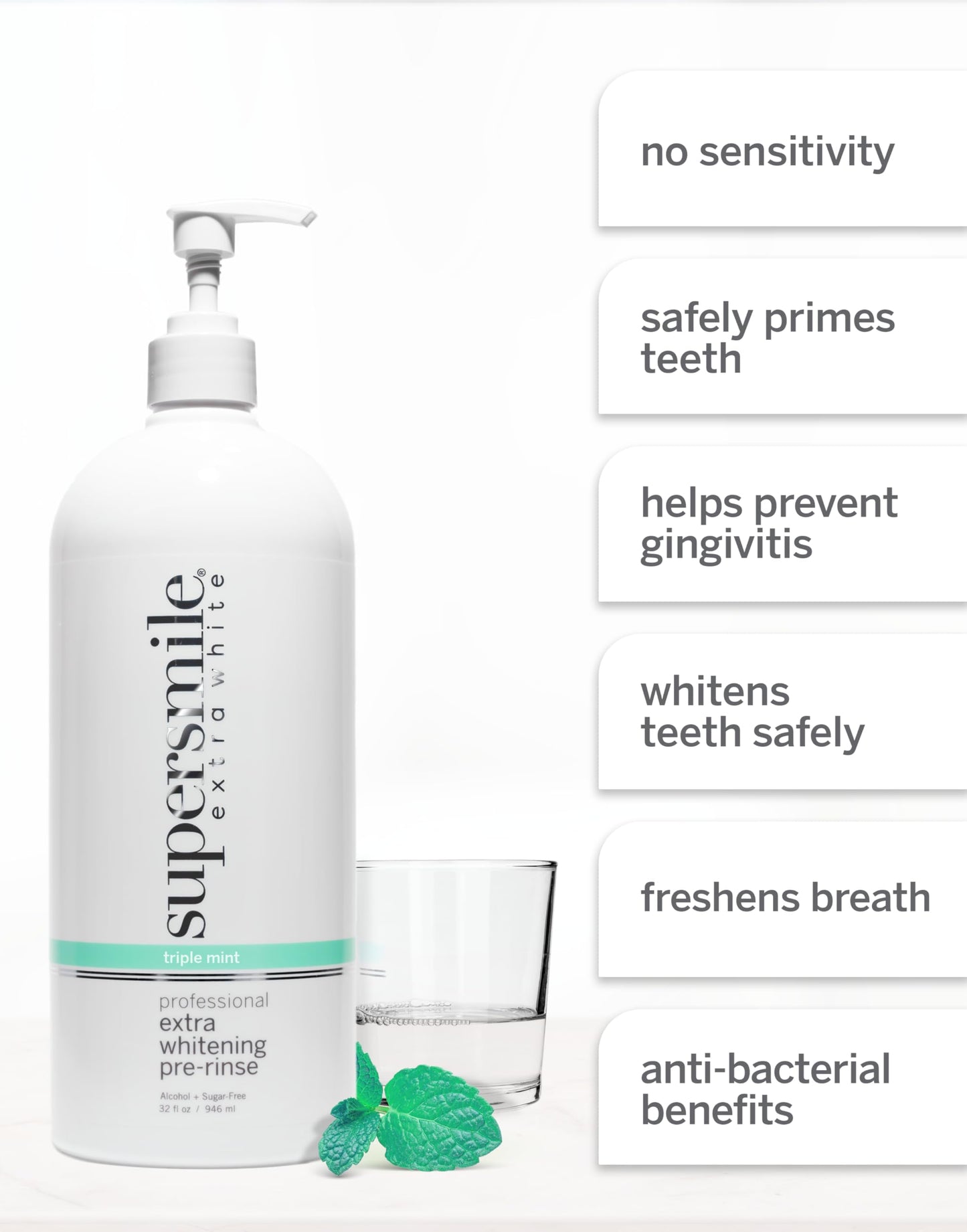 Supersmile Jumbo Whitening Pre-Rinse – Clinically Formulated Pre-Brush Mouthwash 32 oz