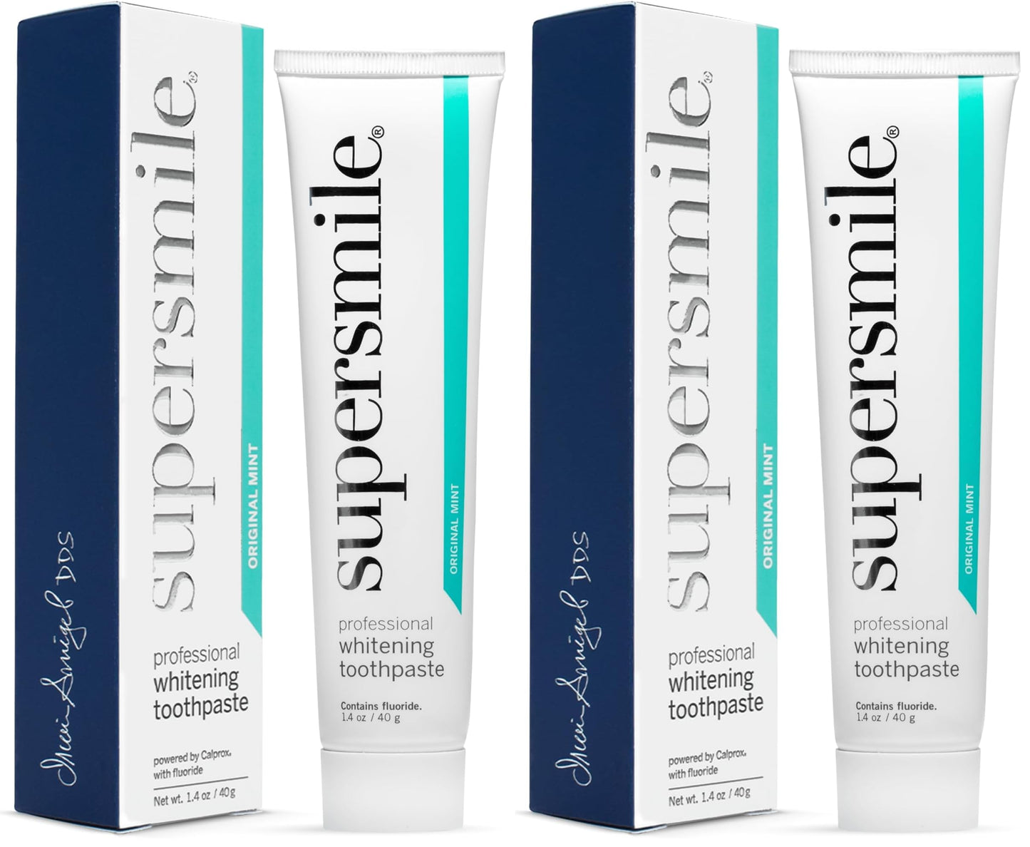 Supersmile Pro Whitening Toothpaste with Fluoride - Whitens Teeth (6 Shades) | Enamel Strengthening | No Sensitivity | Travel Size Pack of 2