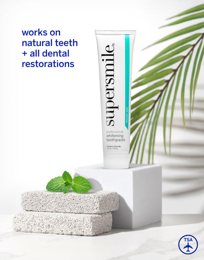 Supersmile Pro Whitening Toothpaste with Fluoride – 6 Shades, Enamel Strength, Travel Size 1.4 oz