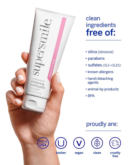 Supersmile Rosewater Mint Whitening Toothpaste with Fluoride – 8 oz | Whitens Up to 6 Shades