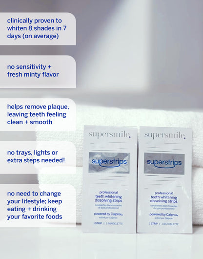 Whitening Strips by Supersmile – Superstrips for Sensitive Teeth, Enamel Safe