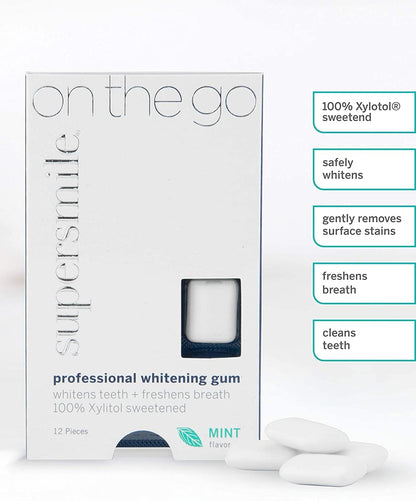 Supersmile Professional Teeth Whitening Gum - 100% Xylitol, Sugar Free, Vegan, Kosher (12 Count x 2)